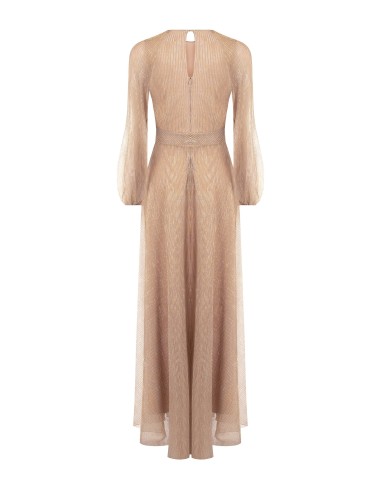 Robe longue évasée en georgette plissée avec lurex Rinascimento