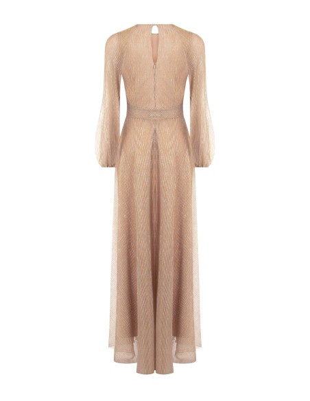 Robe longue évasée en georgette plissée avec lurex Rinascimento