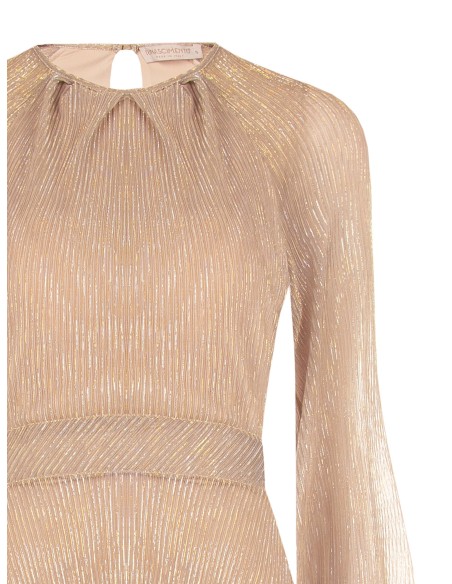 Robe longue évasée en georgette plissée avec lurex Rinascimento
