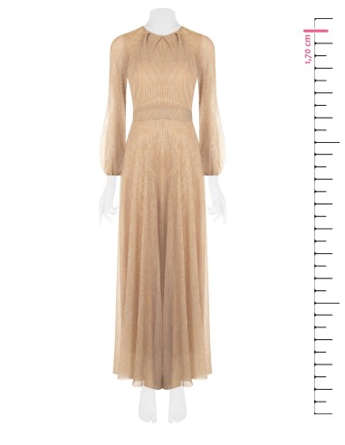 Robe longue évasée en georgette plissée avec lurex Rinascimento