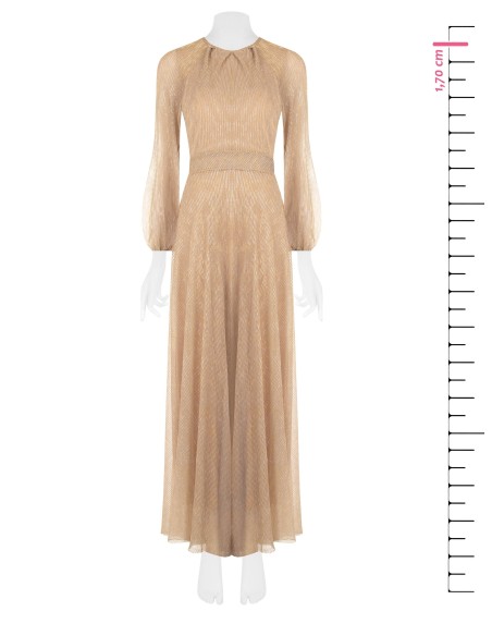 Robe longue évasée en georgette plissée avec lurex Rinascimento
