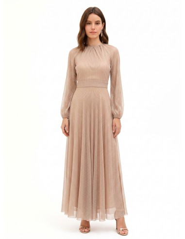 Robe longue évasée en georgette plissée avec lurex Rinascimento