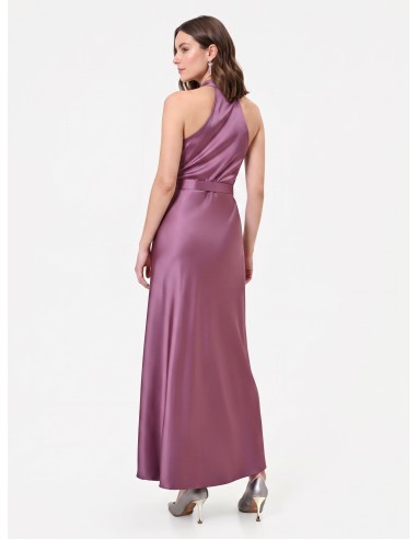 Robe longue évasée en satin avec ceinture assortie Rinascimento