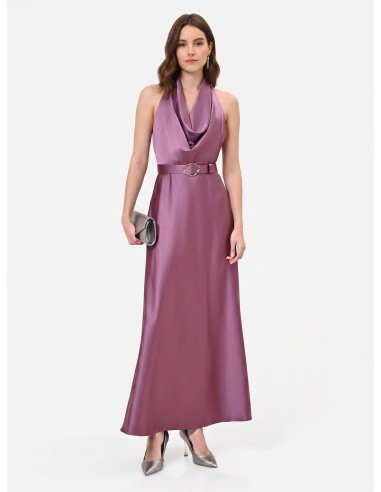 Robe longue évasée en satin avec ceinture assortie Rinascimento