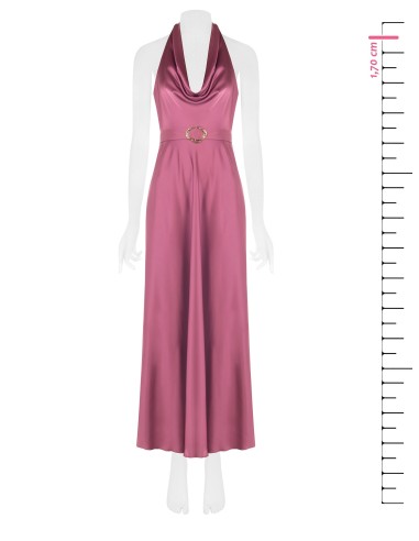 Robe longue évasée en satin avec ceinture assortie Rinascimento