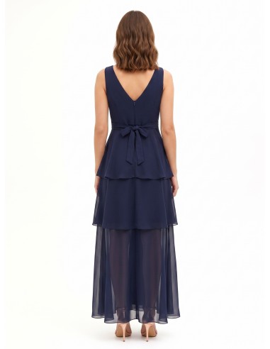 Robe longue en georgette à volants avec double décolleté en V Rinascimento