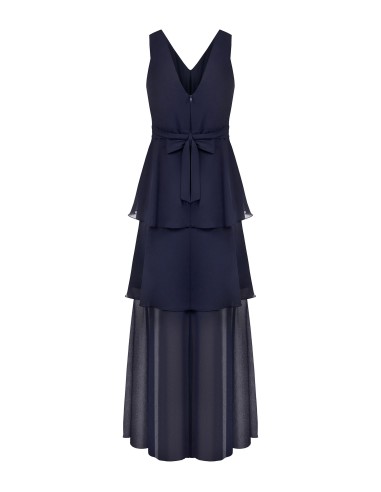 Robe longue en georgette à volants avec double décolleté en V Rinascimento