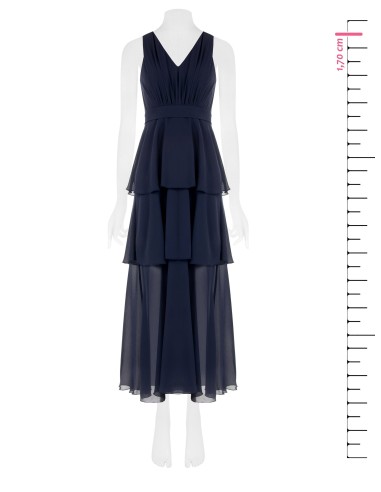 Robe longue en georgette à volants avec double décolleté en V Rinascimento