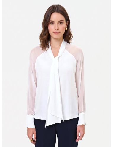 Vloeiende blouse van een zijdenmix met strik Rinascimento