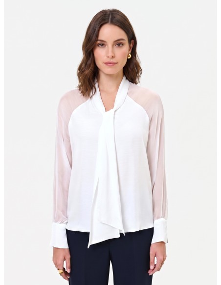 Blouse fluide Studio en mélange de soie avec nœud papillon Rinascimento