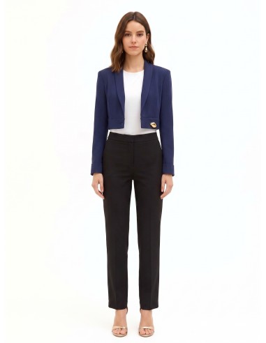 Veste blazer courte en tissu cady avec bouton bijou Rinascimento
