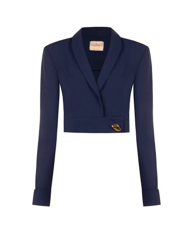 Veste blazer courte en tissu cady avec bouton bijou Rinascimento