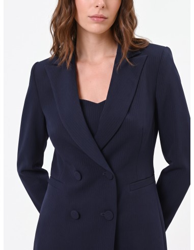 Veste Studio croisée à fines rayures en crêpe Rinascimento