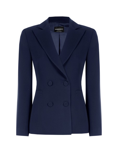 Rinascimento Studio krijtstreep-dubbelrijige blazer van crêpe