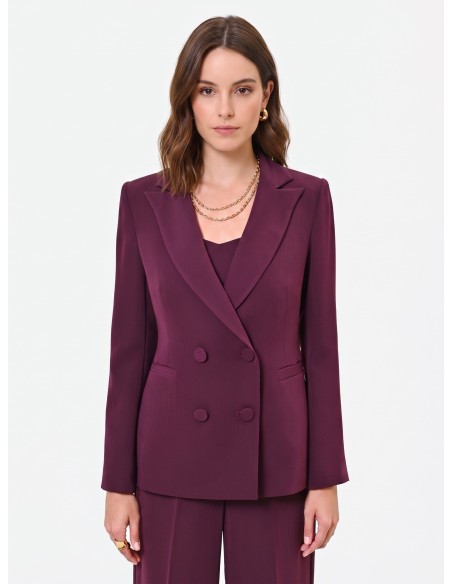 Veste Studio croisée à fines rayures en crêpe Rinascimento