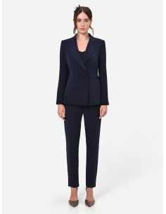 Veste Studio croisée à fines rayures en crêpe Rinascimento