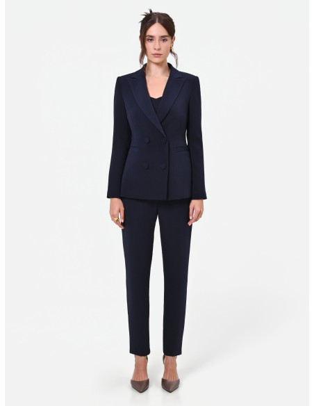 Rinascimento Studio krijtstreep-dubbelrijige blazer van crêpe