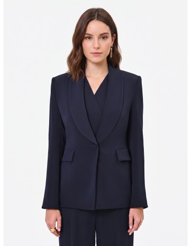 Veste Studio Croisée à Rayures Tennis en Crêpe Rinascimento