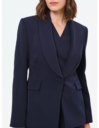 Veste Studio Croisée à Rayures Tennis en Crêpe Rinascimento