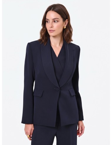 Veste Studio Croisée à Rayures Tennis en Crêpe Rinascimento