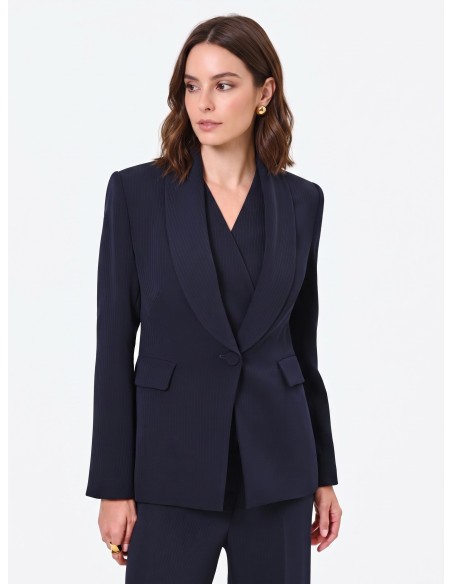 Veste Studio Croisée à Rayures Tennis en Crêpe Rinascimento