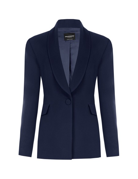 Veste Studio Croisée à Rayures Tennis en Crêpe Rinascimento