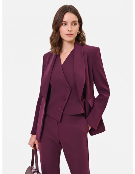 Veste Studio Croisée à Rayures Tennis en Crêpe Rinascimento