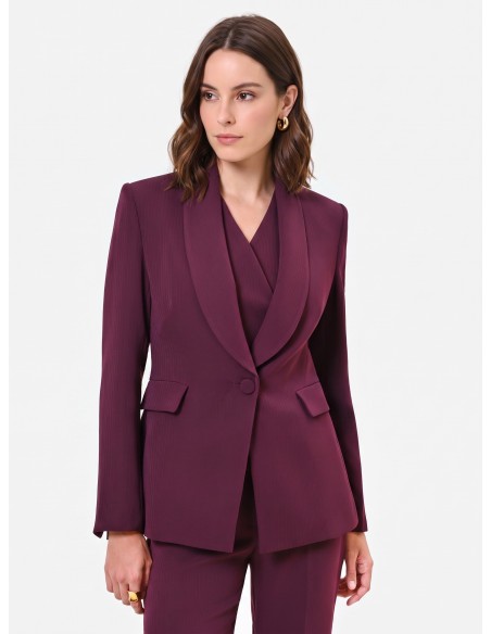 Veste Studio Croisée à Rayures Tennis en Crêpe Rinascimento
