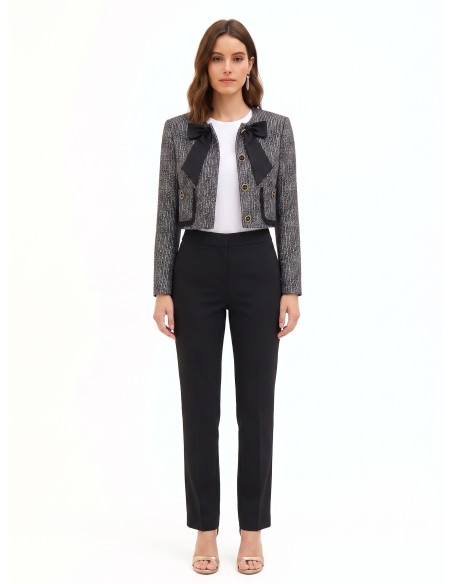 Veste courte en tweed avec nœud et épaulettes Rinascimento