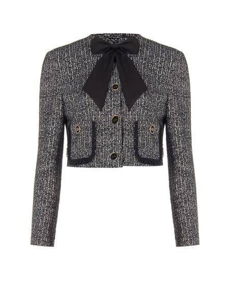 Veste courte en tweed avec nœud et épaulettes Rinascimento