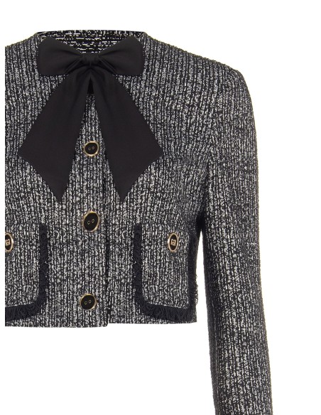 Veste courte en tweed avec nœud et épaulettes Rinascimento