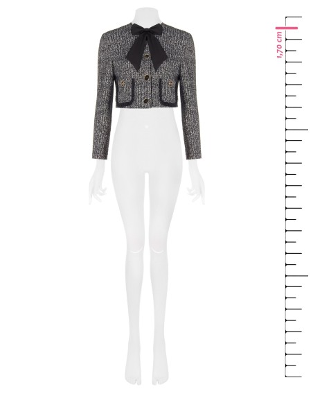 Veste courte en tweed avec nœud et épaulettes Rinascimento