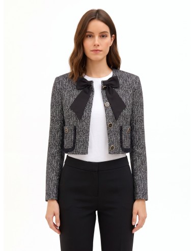 Veste courte en tweed avec nœud et épaulettes Rinascimento
