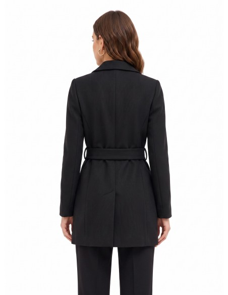 Manteau en drap à coupe droite avec ceinture assortie Rinascimento
