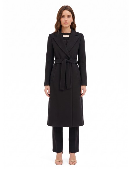 Manteau en drap à coupe droite avec ceinture assortie Rinascimento