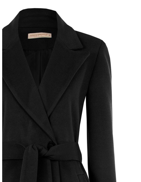Manteau en drap à coupe droite avec ceinture assortie Rinascimento