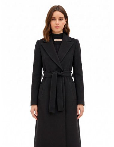 Manteau en drap à coupe droite avec ceinture assortie Rinascimento