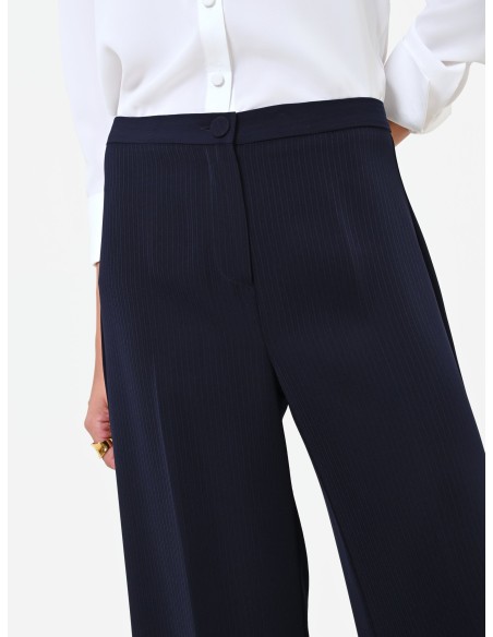 Pantalon Studio Palazzo à rayures tennis en crêpe Rinascimento