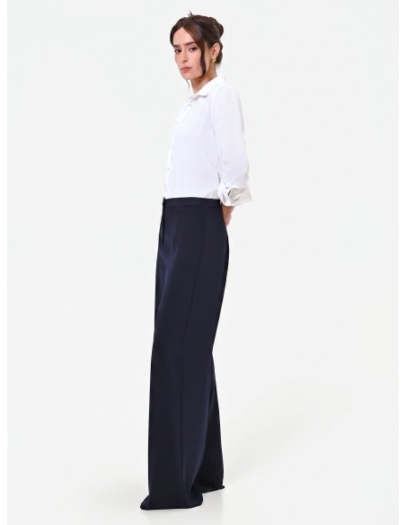 Pantalon Studio Palazzo à rayures tennis en crêpe Rinascimento