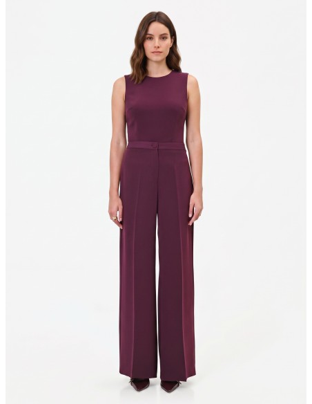 Pantalon Studio Palazzo à rayures tennis en crêpe Rinascimento
