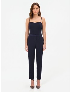 Pantalon droit Studio à fines rayures en crêpe Rinascimento 2