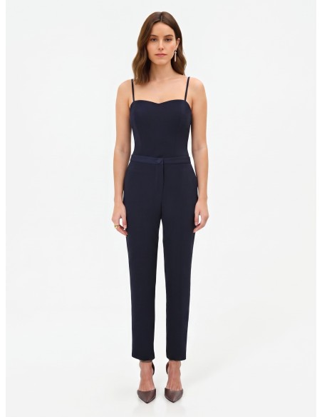 Pantalon droit Studio à fines rayures en crêpe Rinascimento