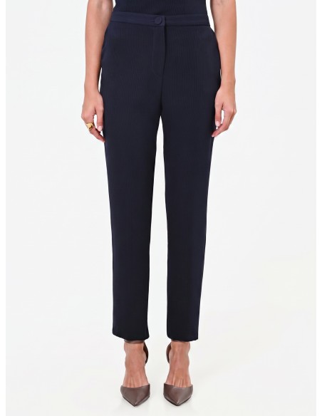Pantalon droit Studio à fines rayures en crêpe Rinascimento