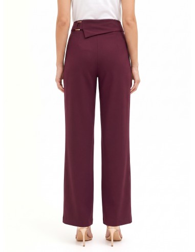 Pantalon large en tissu technique avec revers à la taille et boucle Rinascimento