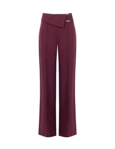 Pantalon large en tissu technique avec revers à la taille et boucle Rinascimento