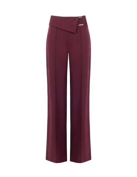 Pantalon large en tissu technique avec revers à la taille et boucle Rinascimento