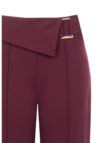 Pantalon large en tissu technique avec revers à la taille et boucle Rinascimento