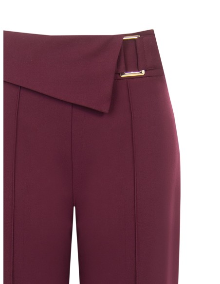 Pantalon large en tissu technique avec revers à la taille et boucle Rinascimento