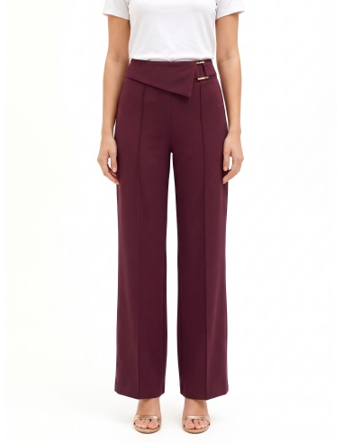 Pantalon large en tissu technique avec revers à la taille et boucle Rinascimento