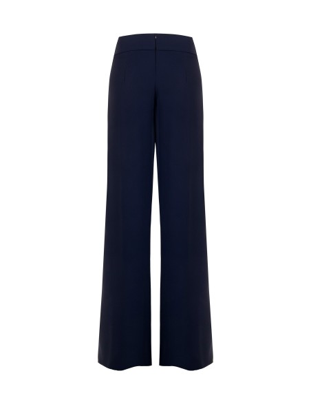 Pantalon palazzo en tissu cadi avec revers à la taille et détail bijou Rinascimento